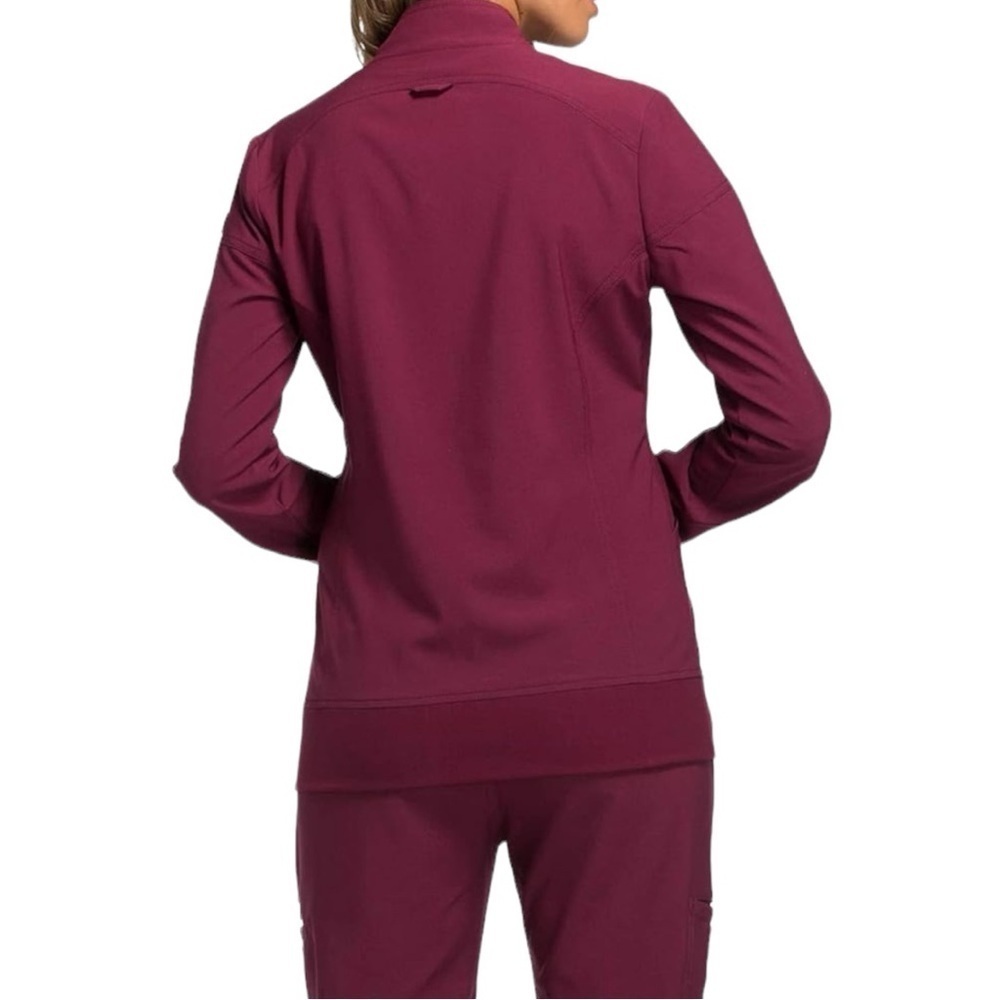 NWT Cherokee Women’s Plus Uniform Zip Front Scrub Jacket Burgundy Size 4XL - Picture 2 of 5